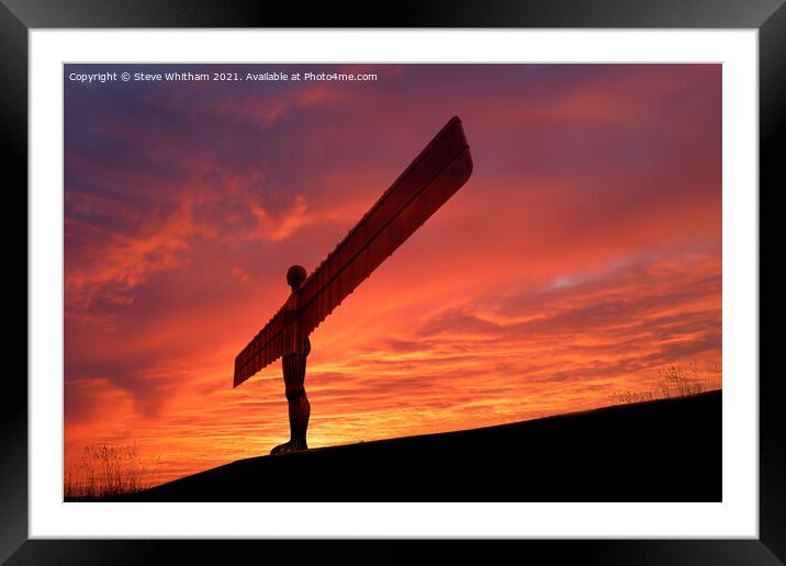 Angel of the North at Sunset Framed Mounted Print by Steve Whitham