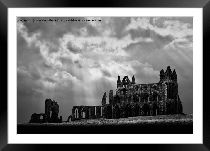 Whitby Abbey Drama. Framed Mounted Print by Steve Whitham