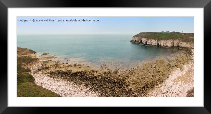 Thornwick Bay Panorama. Framed Mounted Print by Steve Whitham