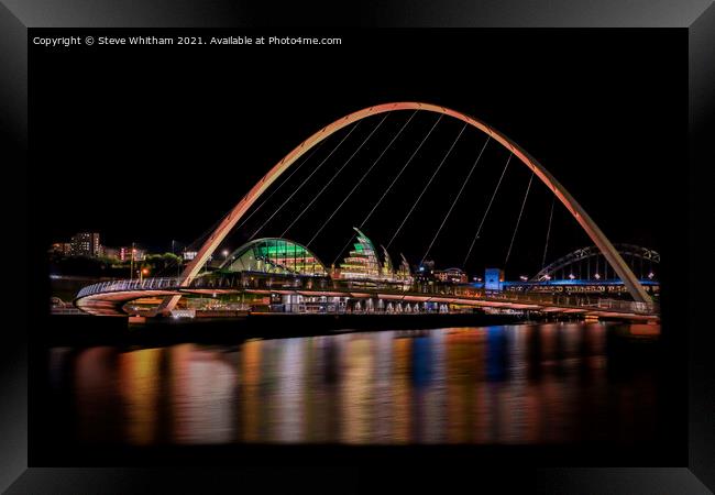The Iconic Millenium Bridge, Gateshead. Framed Print by Steve Whitham