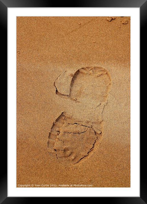 Footprint in the Sand Framed Mounted Print by Tom Curtis