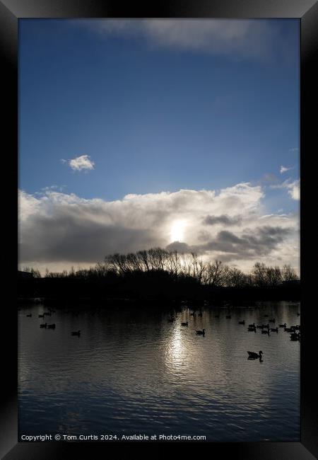Sun in between the Clouds Framed Print by Tom Curtis