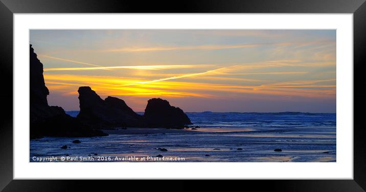 Sunset over the Beach Framed Mounted Print by Paul Smith