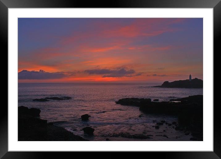 Sunset over Godrevy Framed Mounted Print by Paul Smith
