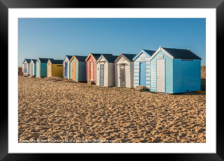 Beach Huts Southwold Framed Mounted Print by Ann Mitchell