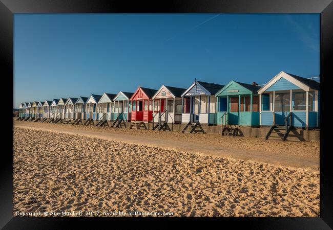 Southwold Beach Huts Framed Print by Ann Mitchell