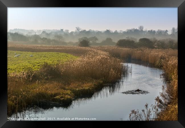 Misty View on the River Glaven North Norfolk Framed Print by Ann Mitchell