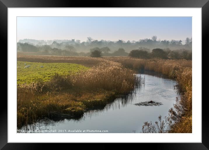 Misty View on the River Glaven North Norfolk Framed Mounted Print by Ann Mitchell