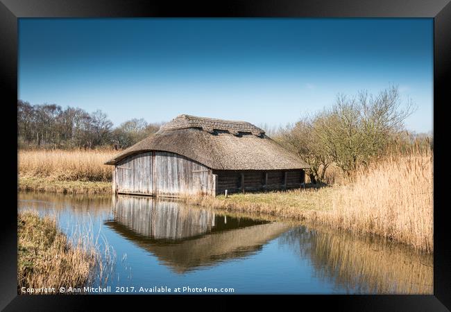 Boathouse at Hickling Broad Framed Print by Ann Mitchell