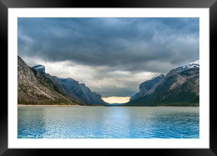 Devils Gap Lake Minnewanka Framed Mounted Print by Ann Mitchell