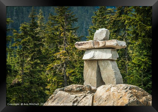 Inuksuk or Canadian Stone Man Framed Print by Ann Mitchell