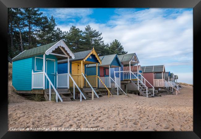 Wells Beach Huts Framed Print by Ann Mitchell