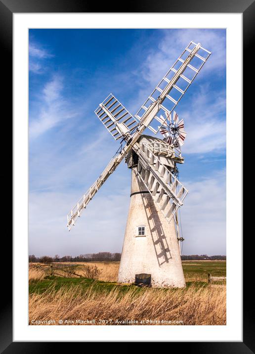 Thurne Mill Norfolk Framed Mounted Print by Ann Mitchell