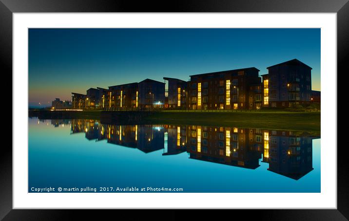 Sunset at Llanelli north dock Framed Mounted Print by martin pulling