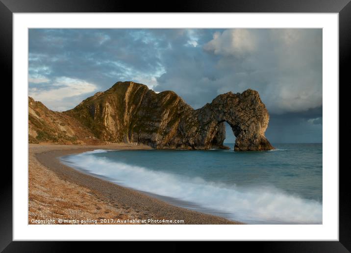 Storm due at Durdle Dor Framed Mounted Print by martin pulling