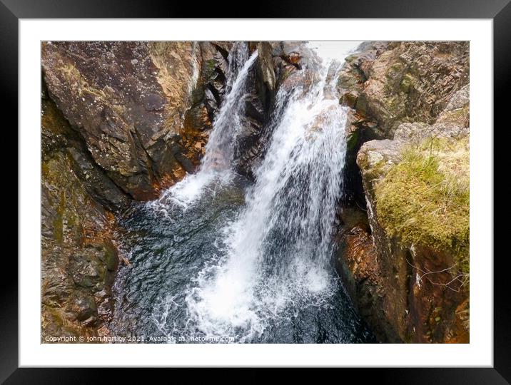 White water over the Rocks downstream from Ben Nev Framed Mounted Print by john hartley
