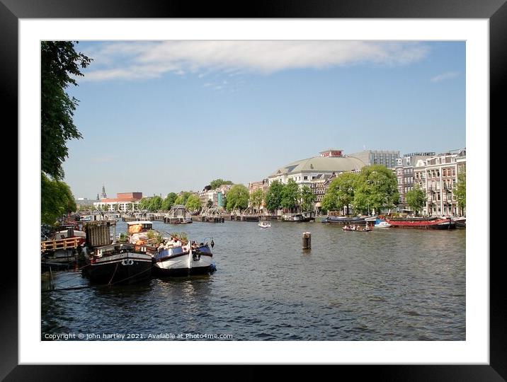 House Boats on the Amstel Amsterdam  Framed Mounted Print by john hartley