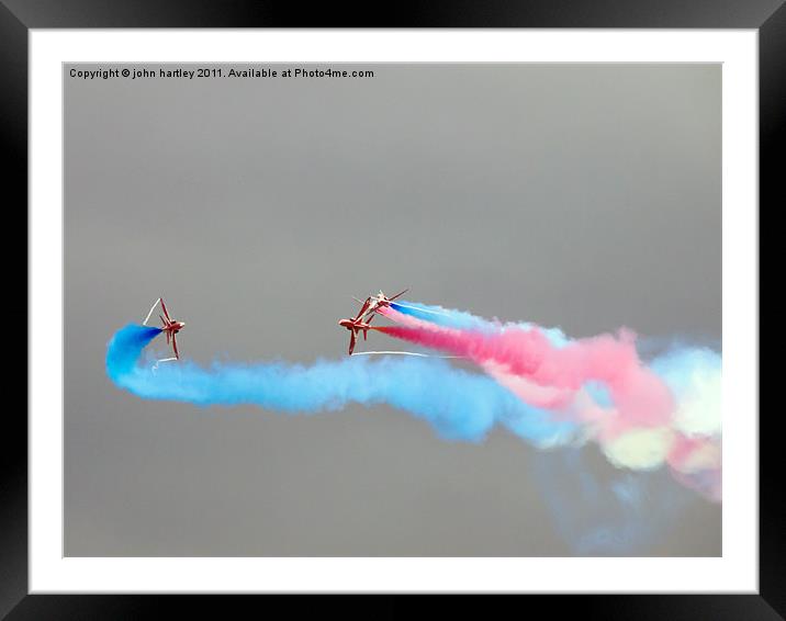 "Smoke On"  Red Arrows Plumes of Colour  Framed Mounted Print by john hartley