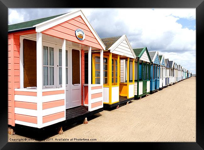  Colourfull Beach Huts at Southwold in Suffolk Framed Print by john hartley
