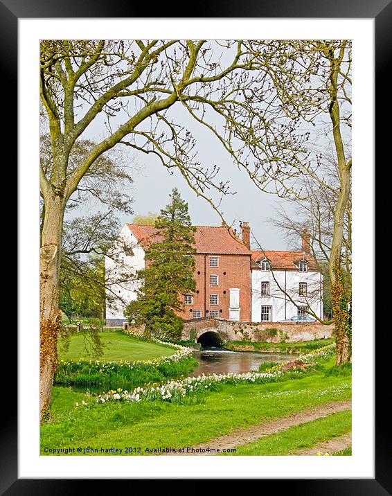 Water Mill over the River Wensum Norfolk Framed Mounted Print by john hartley