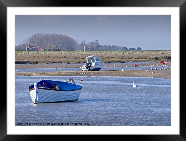 Boats in the Creek at Burnham Overy Staithe Framed Mounted Print by john hartley