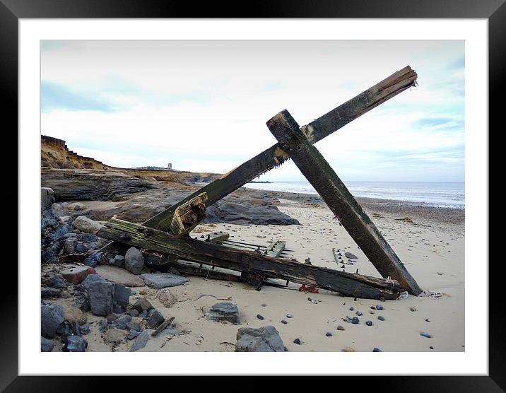 In the shape of a cross - driftwood on the Beach N Framed Mounted Print by john hartley
