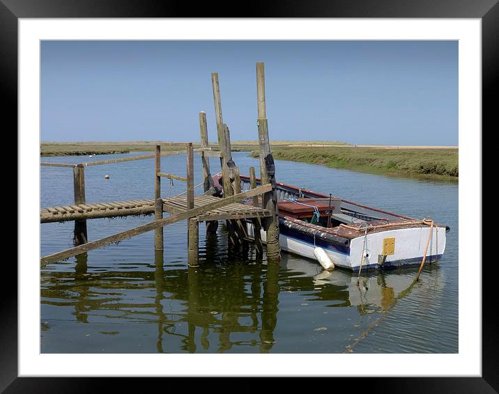 Old Wooden Jetty - Thornham North Norfolk Coast Framed Mounted Print by john hartley
