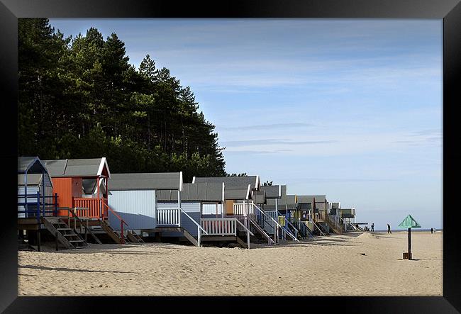 Happy Days ! Holiday Beach Huts on the Sand at Wel Framed Print by john hartley