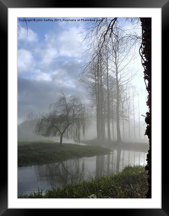 River in the Mist - Poplar Trees and the River Wen Framed Mounted Print by john hartley