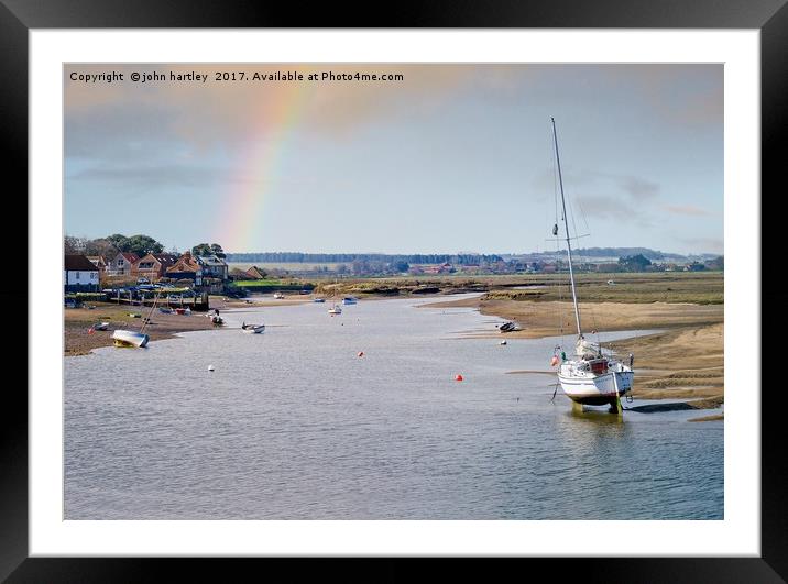 Rainbow over Burnham Overy Staithe North Norfolk Framed Mounted Print by john hartley