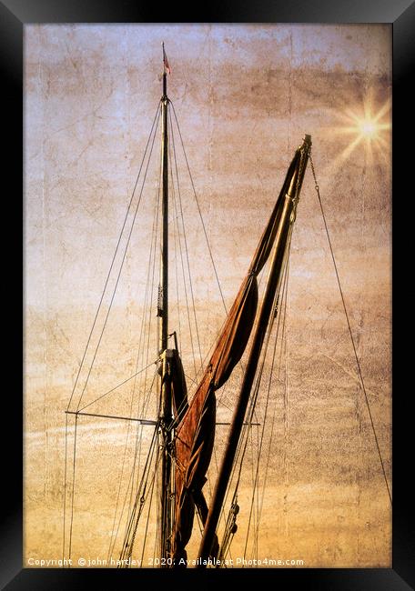 Sails Furled, waiting for the Breeze Framed Print by john hartley