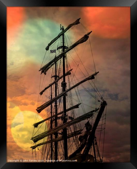 Tall Sail Ship Rigging with Bokeh Framed Print by john hartley