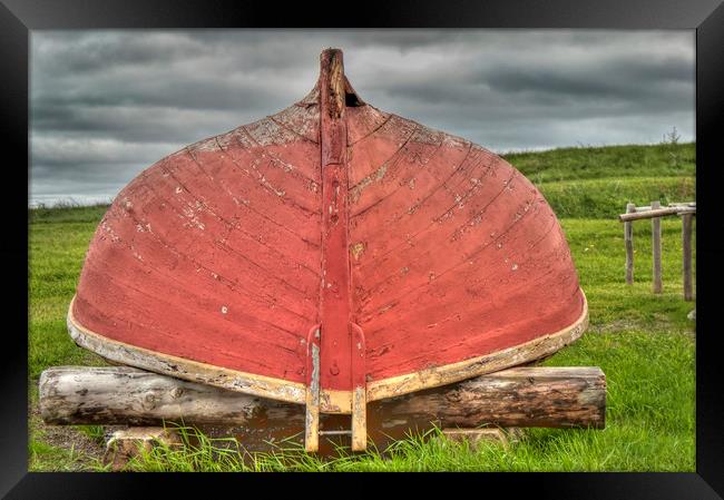 Red Boat at Rest Framed Print by Roxane Bay