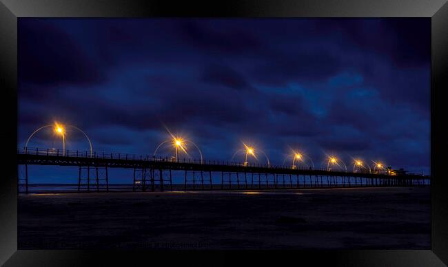 Southport Pier at night Framed Print by Dave Jackson