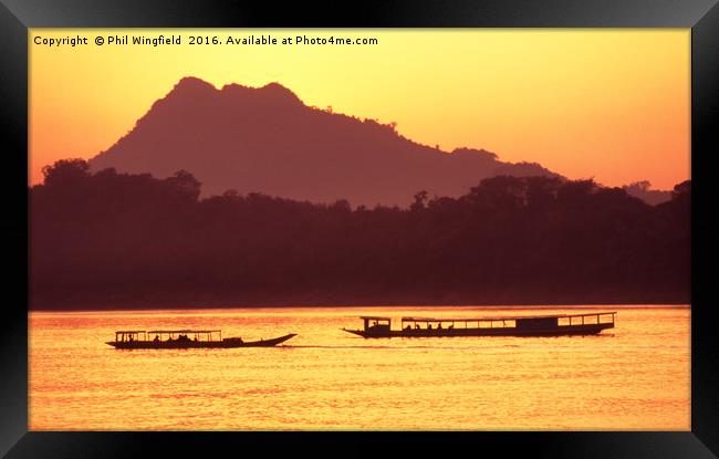 Mekong River Sunset Framed Print by Phil Wingfield