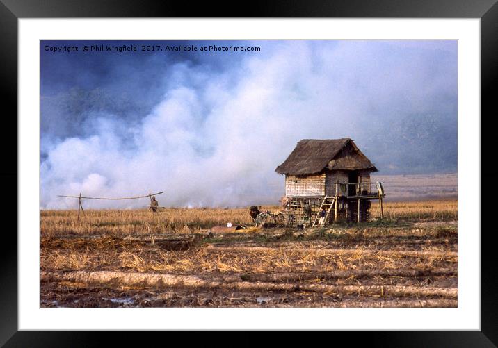 Burning stubble in Laos Framed Mounted Print by Phil Wingfield