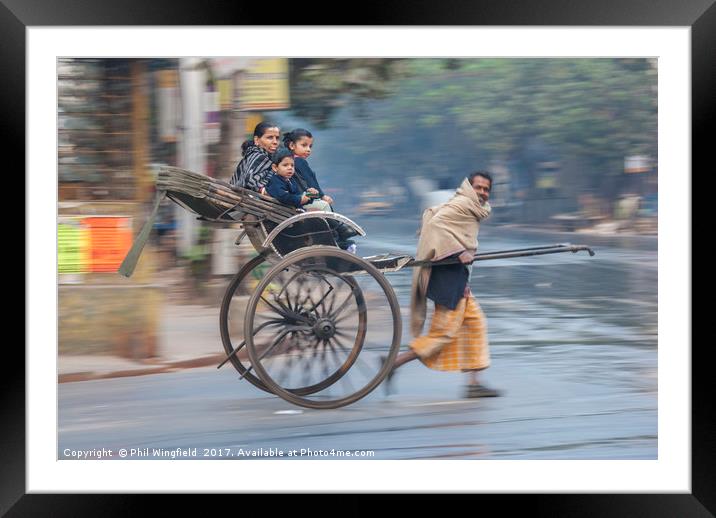 Hand Pulled Rickshaw - Kolkata Framed Mounted Print by Phil Wingfield