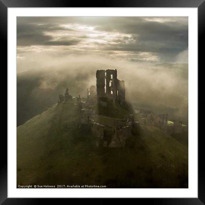 Corfe Castle Framed Mounted Print by Sue Holness