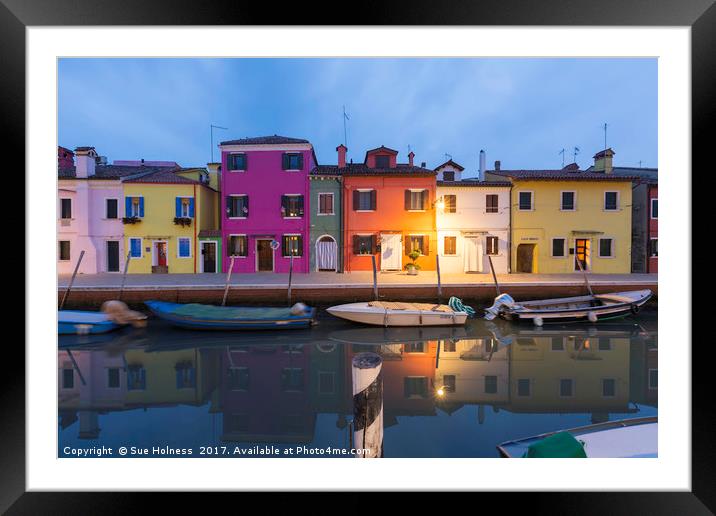 Burano Houses Framed Mounted Print by Sue Holness