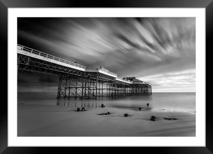 Cromer Pier Mono Framed Mounted Print by Mark Hawkes
