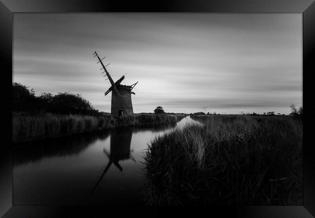 Brograve Windmill Mono Framed Print by Mark Hawkes