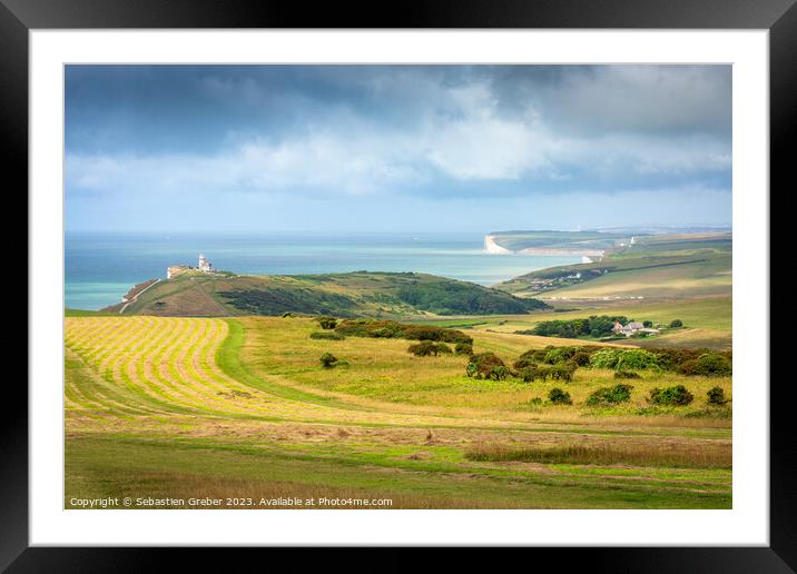 Belle Tout Lighthouse as seen from Beachy Head Framed Mounted Print by Sebastien Greber