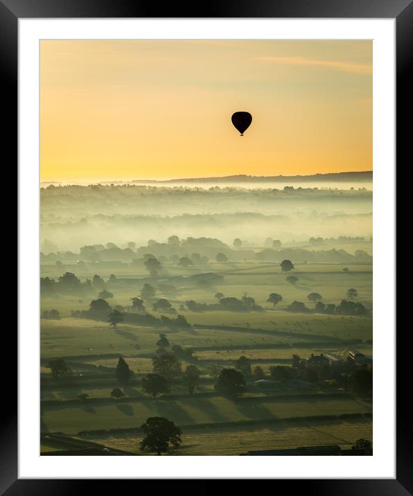 Hot Air Balloon at Sunrise Framed Mounted Print by Sebastien Greber