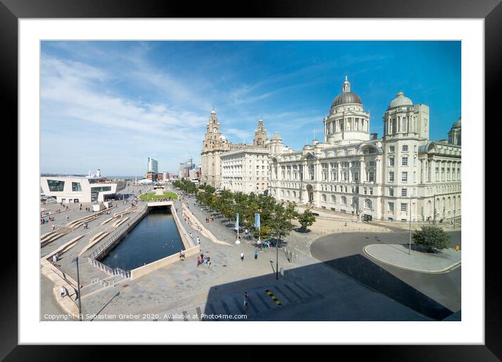 Views towards the Royal Liver Building, Liverpool Framed Mounted Print by Sebastien Greber