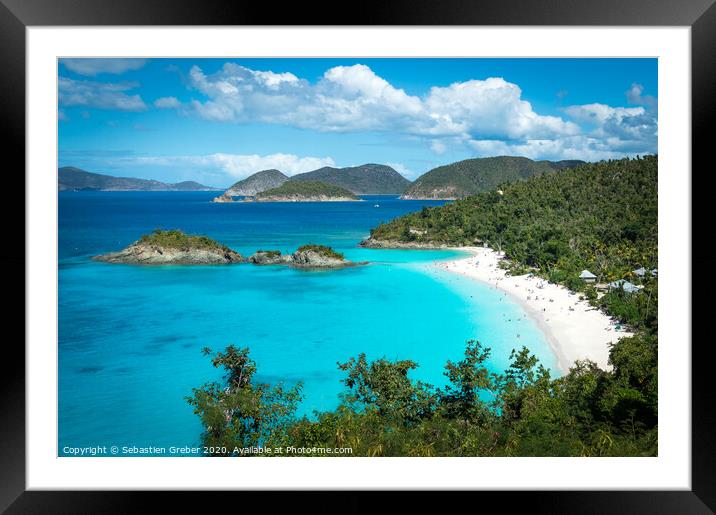 Views down over Trunk Bay, St. John, USVI Framed Mounted Print by Sebastien Greber