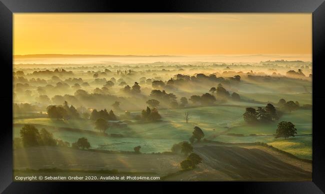 Morning light over fields of Shropshire Framed Print by Sebastien Greber