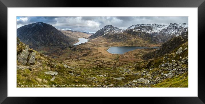 Ogwen Valley with Tryfan and Pen yr Ole Wen Framed Mounted Print by Sebastien Greber