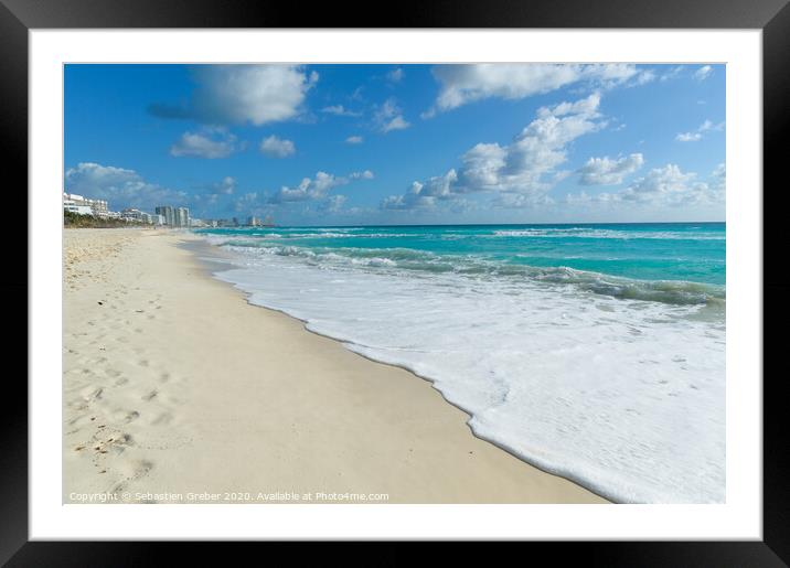 Cancun Beach Framed Mounted Print by Sebastien Greber
