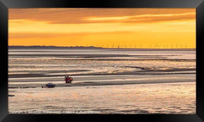 Sunset over Dee Estuary  Framed Print by Sebastien Greber