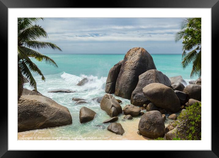 Carana Beach Seychelles Framed Mounted Print by Sebastien Greber